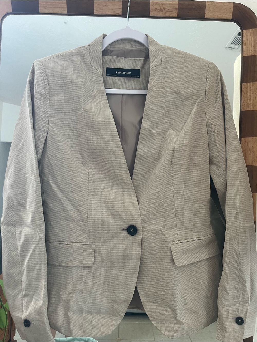 Zara Light Beige Single-Button Women's Blazer